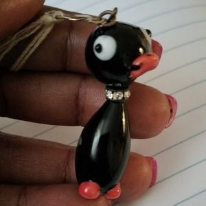 Glass black duckling charm/ornament